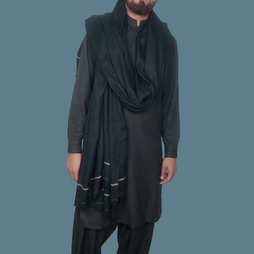 Mens Black Wool shawl 06