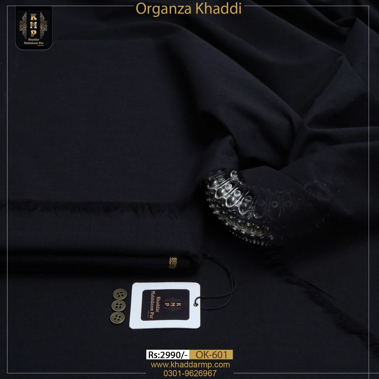 Organza Khaddar jet Black OK-601