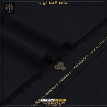 Organza Khaddar jet Black   OK-601