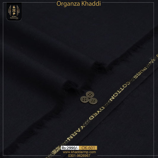 Organza Khaddar jet Black   OK-601