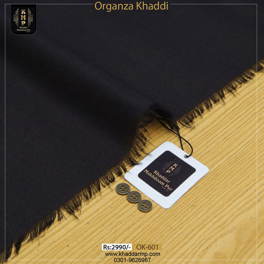 Organza Khaddar jet Black   OK-601